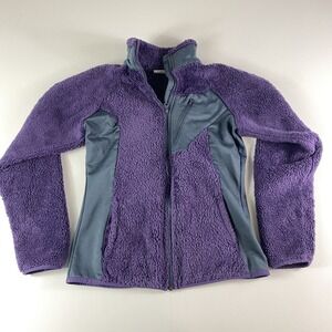 Columbia Jacket Womens Small Purple Gray Fuzzy Full Zip Fleece Outdoor Ladies